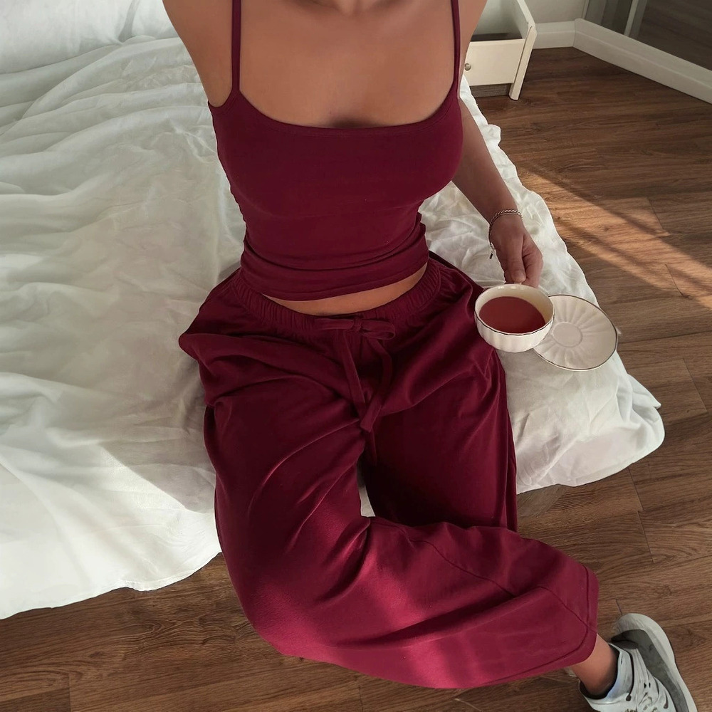 Zara Solid Backless Sleeveless Cami Pants Set Spring Summer